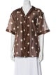 SIR. Polka Dot Print V-Neck Button-Up Top