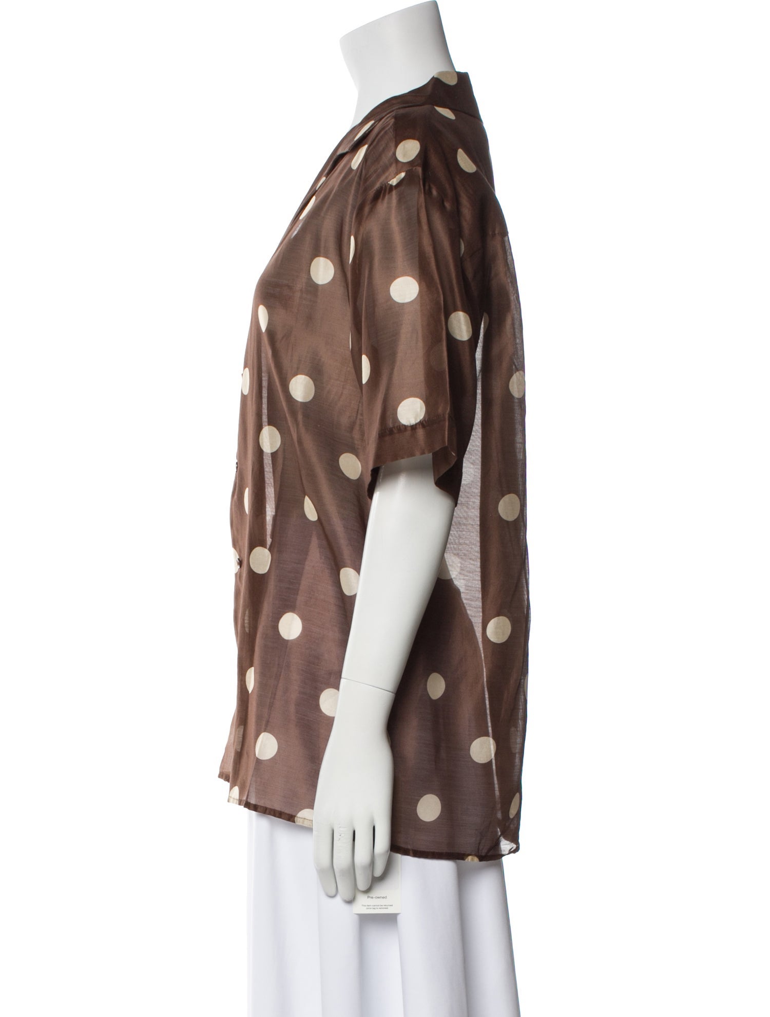 SIR. Polka Dot Print V-Neck Button-Up Top