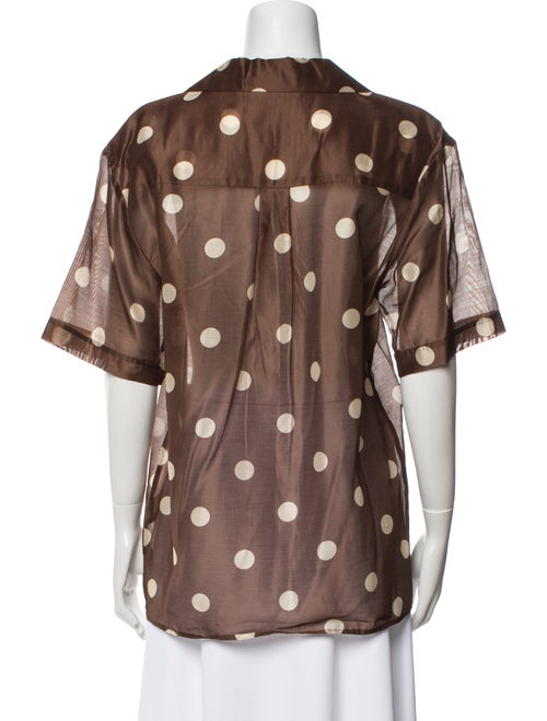 SIR. Polka Dot Print V-Neck Button-Up Top