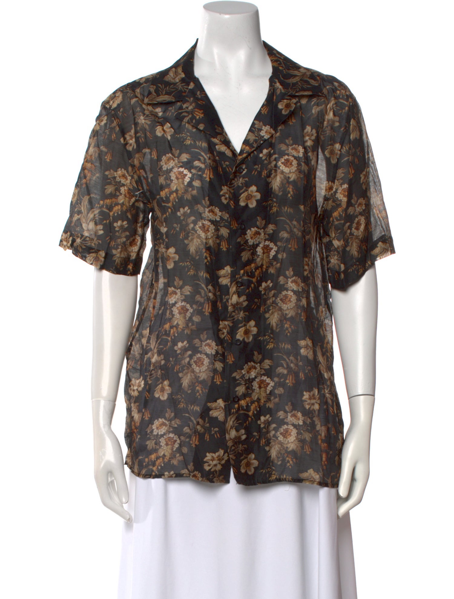 SIR. Floral Print Short Sleeve Button-Up Top