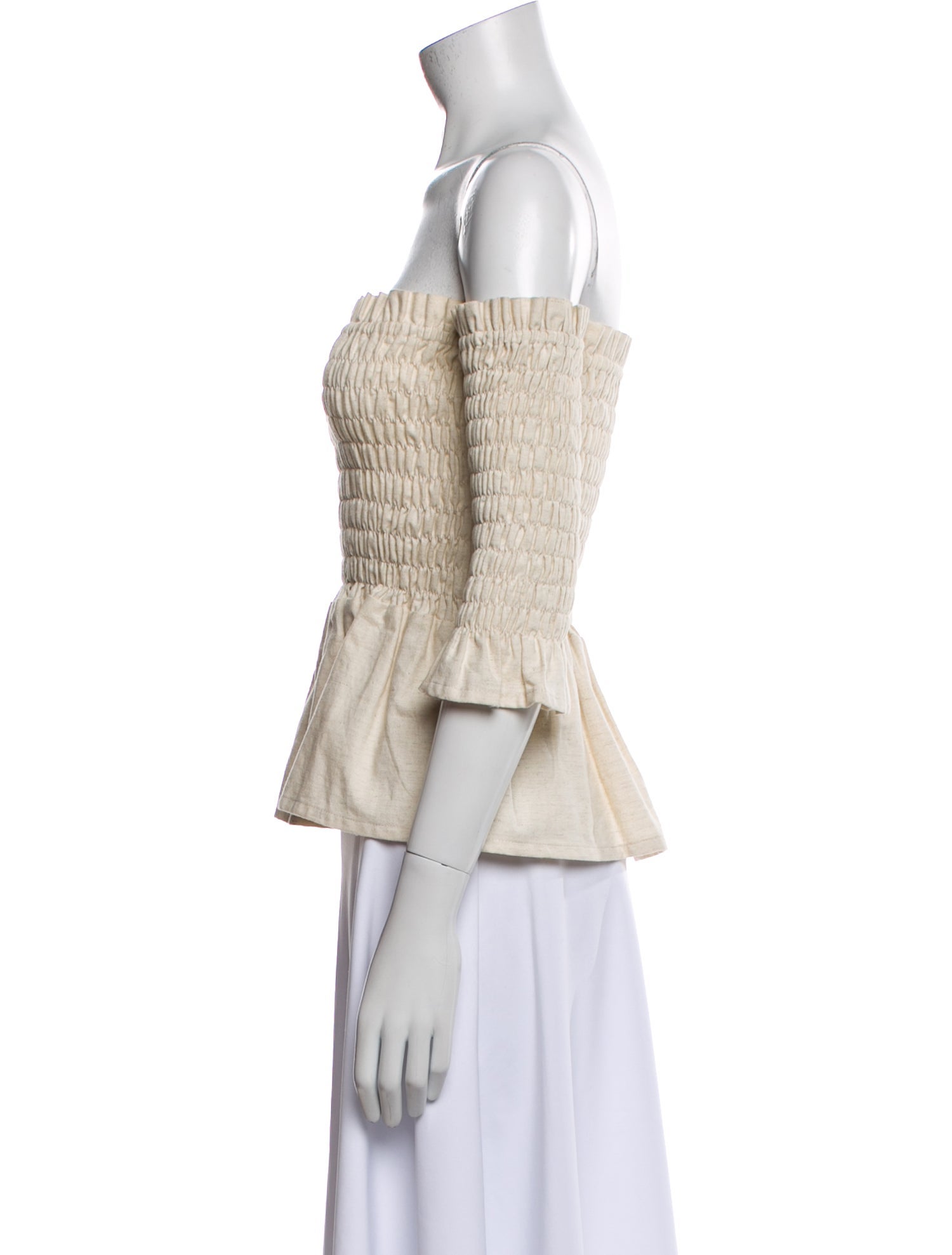 SIR. Linen Off-The-Shoulder Crop Top