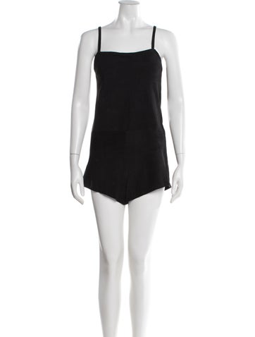 Pre-owned Sir Linen Square Neckline Romper In Black