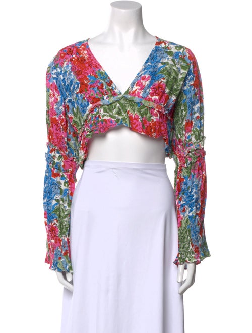 SWF Floral Print V-Neck Crop Top