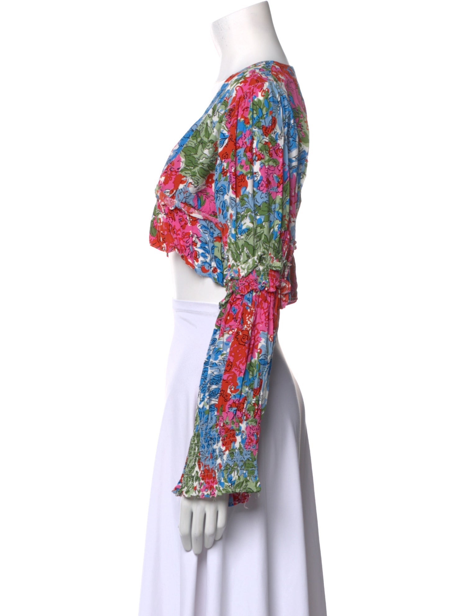 SWF Floral Print V-Neck Crop Top