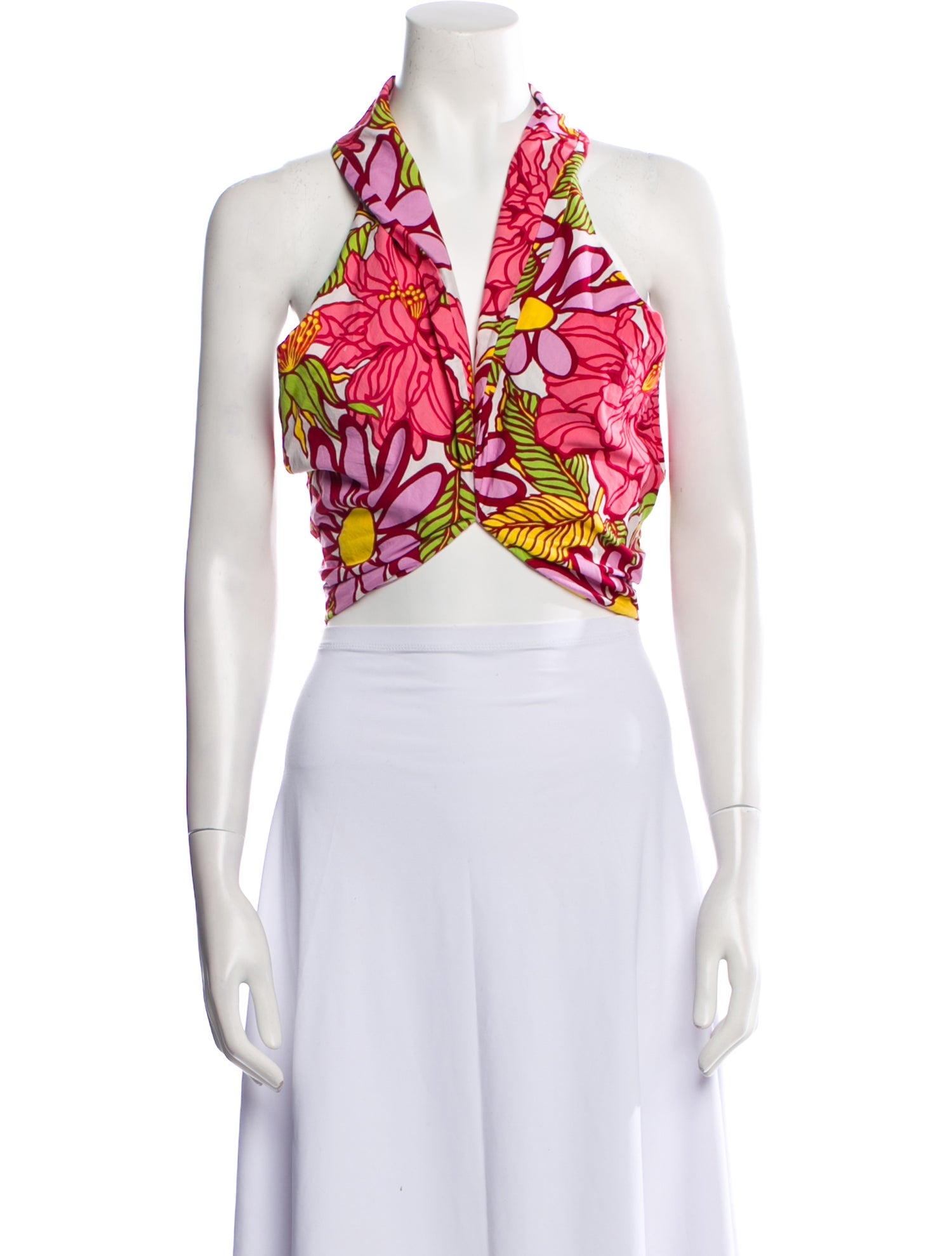 SWF Floral Print V-Neck Crop Top