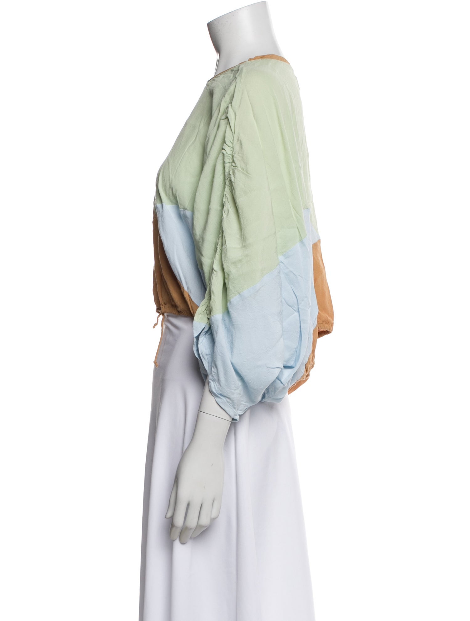 SWF Colorblock Pattern Crew Neck Top