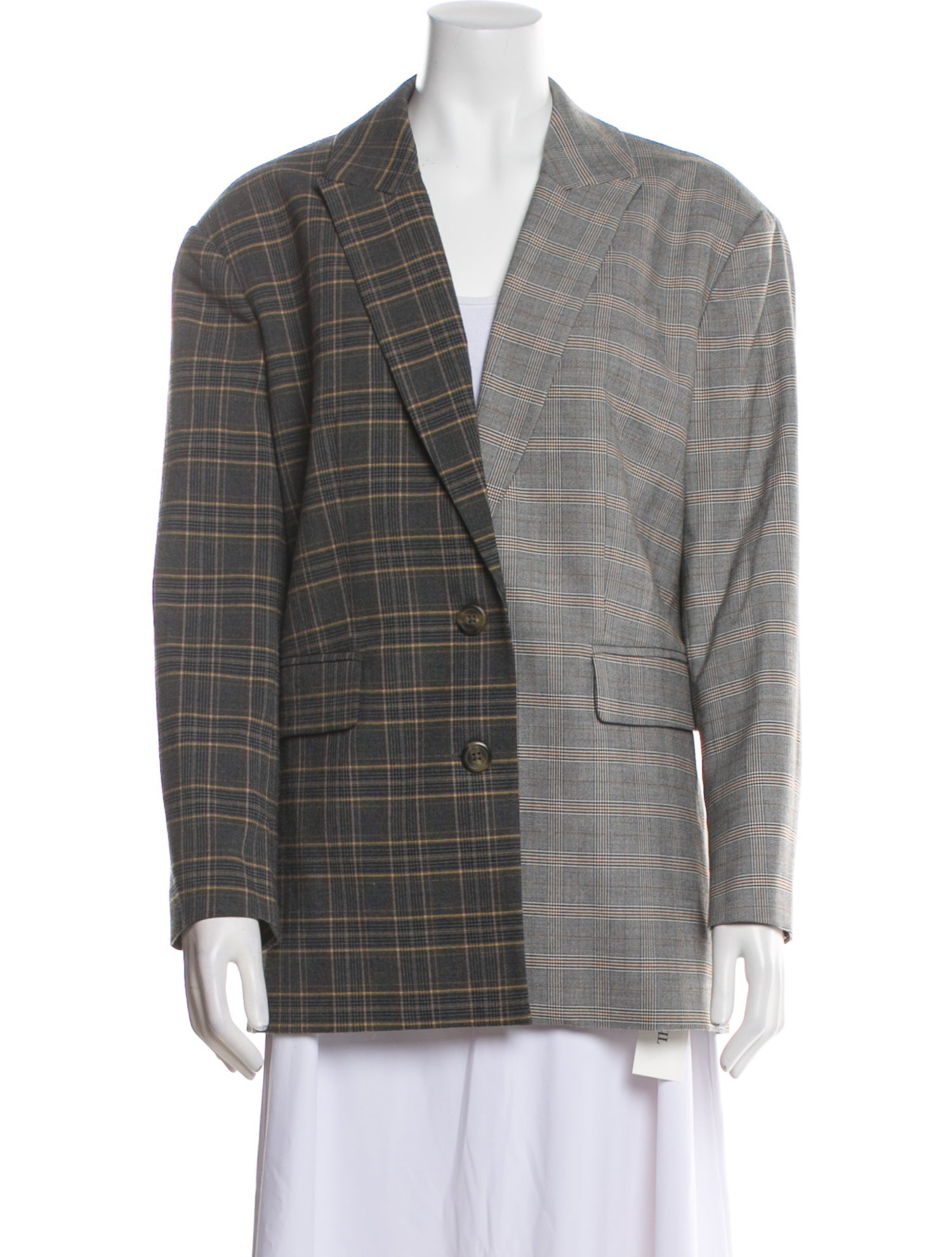 SOMETHING NAVY Plaid Print Blazer