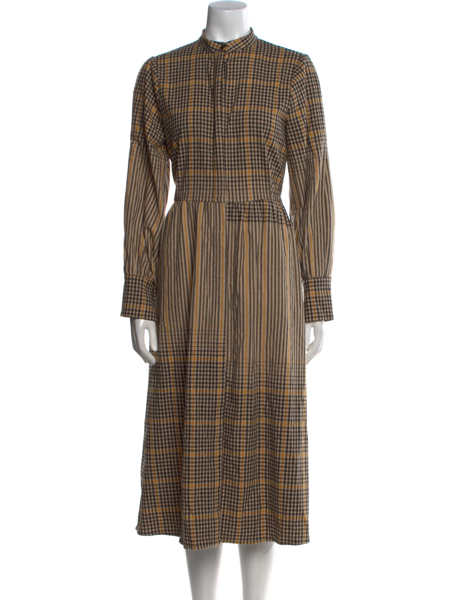 Sfizio Plaid Print Midi Length Dress