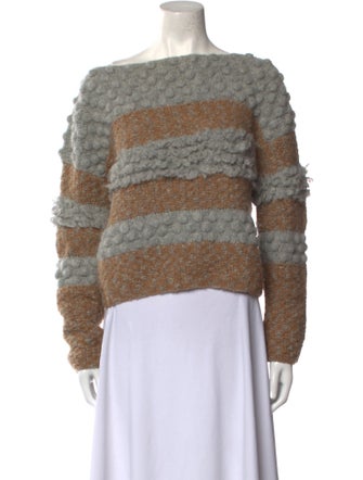 Stella Pardo Striped Bateau Neckline Sweater