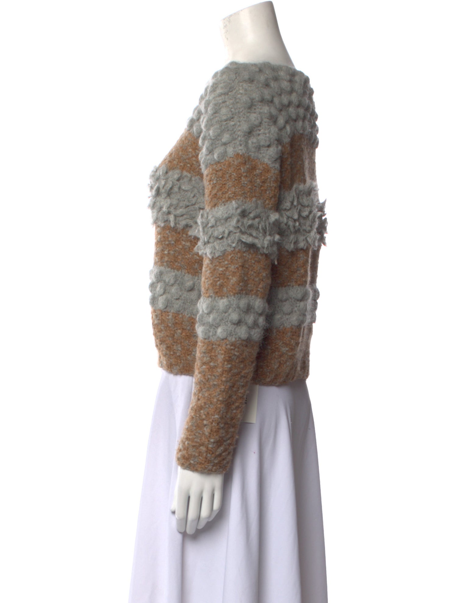 Stella Pardo Striped Bateau Neckline Sweater