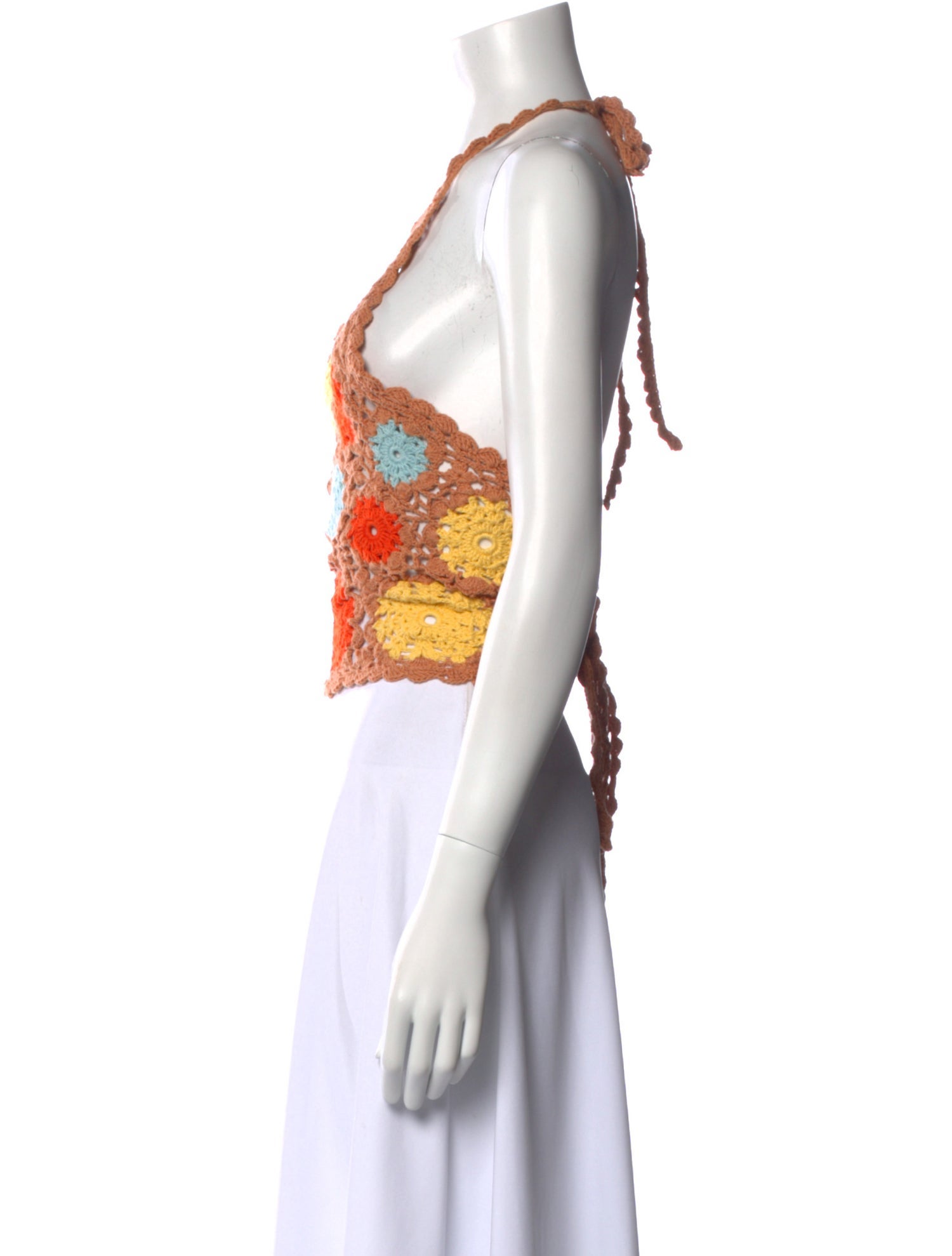 Stella Pardo Floral Print Square Neckline Crop Top w/ Tags