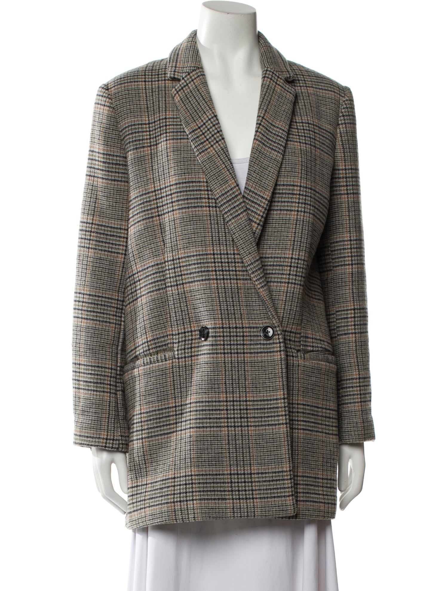 Samsøe & Samsøe Wool Plaid Print Peacoat
