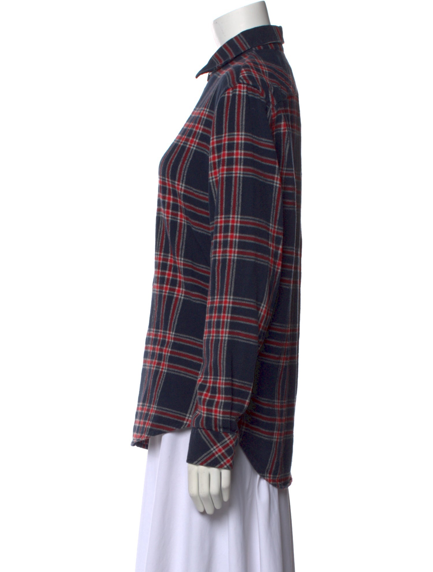 Samsøe & Samsøe Plaid Print Long Sleeve Button-Up Top