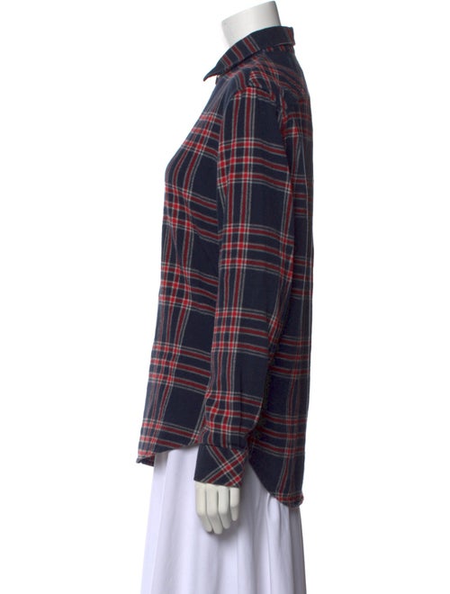 Samsøe & Samsøe Plaid Print Long Sleeve Button-Up Top