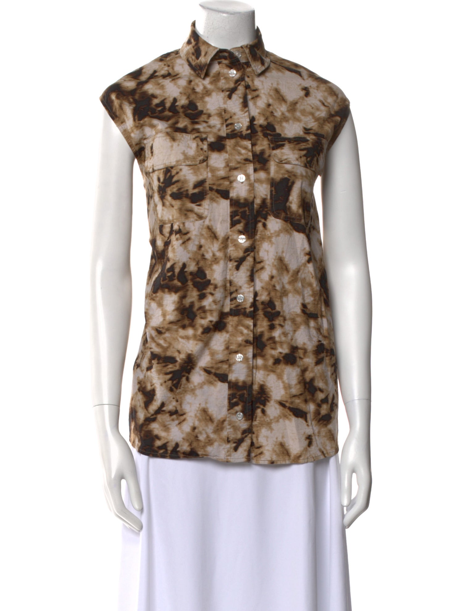 Samsøe & Samsøe Printed Mock Neck Button-Up Top