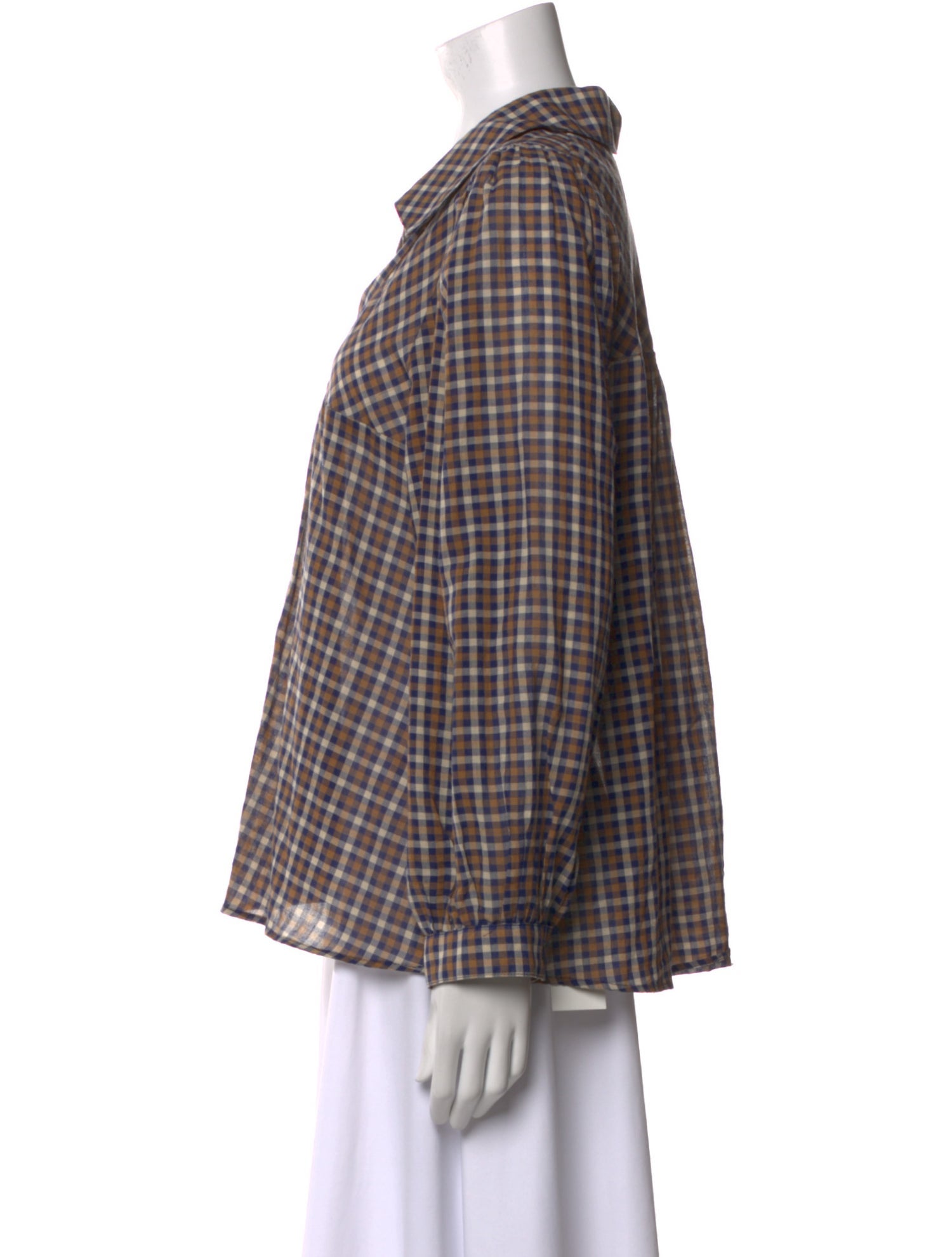 Samsøe & Samsøe Plaid Print V-Neck Button-Up Top