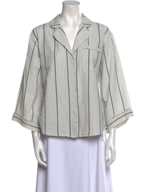 Tuckernuck Striped Three-Quarter Sleeve Button-Up Top