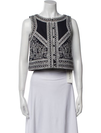 Tuckernuck Printed Bateau Neckline Crop Top