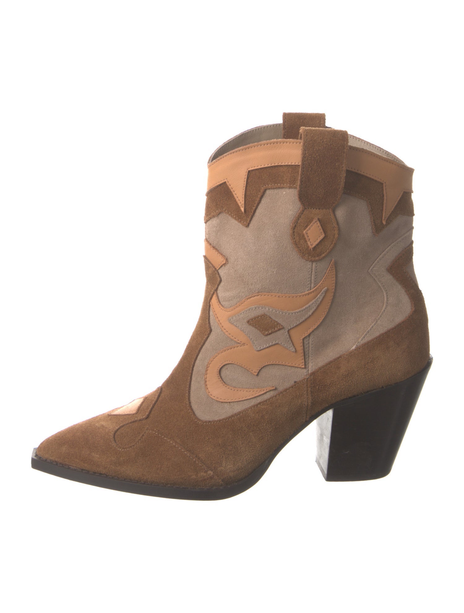 Toral Suede Colorblock Pattern Western Boots