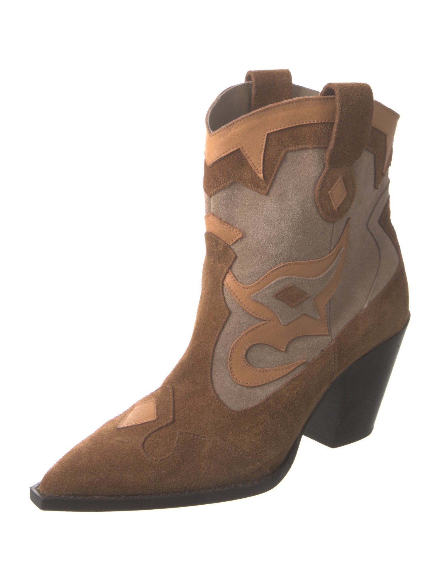 Toral Suede Colorblock Pattern Western Boots