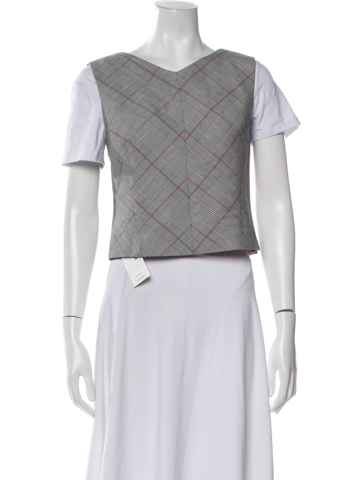 Tailored by Rebecca Taylor Linen Plaid Print Crop Top w/ Tags