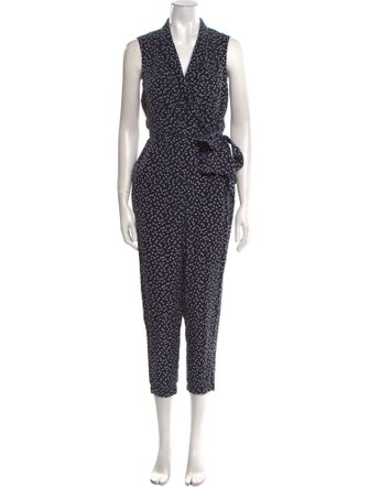 Tailored by Rebecca Taylor Polka Dot Print V-Neck Jumpsuit