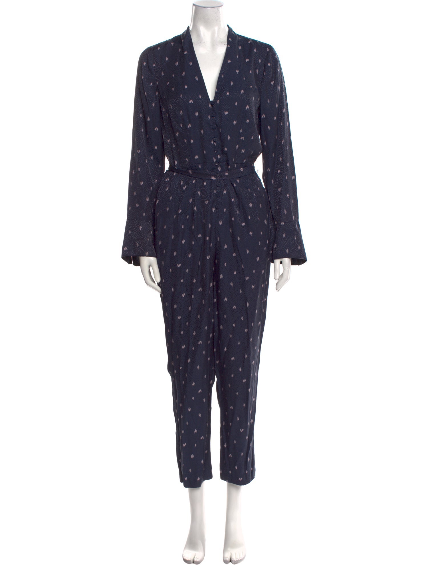 Tailored by Rebecca Taylor Printed Plunge Neckline Jumpsuit