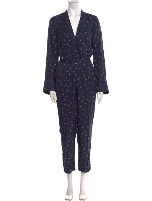 Tailored by Rebecca Taylor Printed Plunge Neckline Jumpsuit