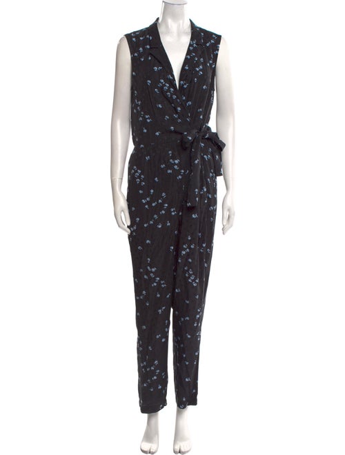 Tailored by Rebecca Taylor Floral Print Plunge Neckline Jumpsuit