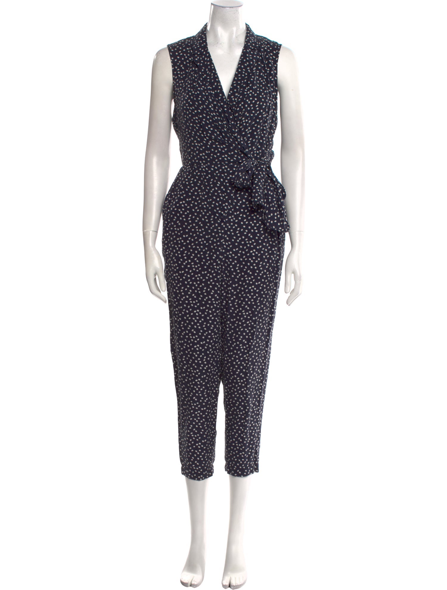 Tailored by Rebecca Taylor Polka Dot Print V-Neck Jumpsuit