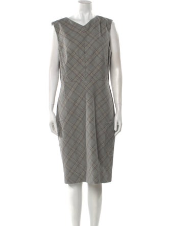 Tailored by Rebecca Taylor Plaid Print Midi Length Dress