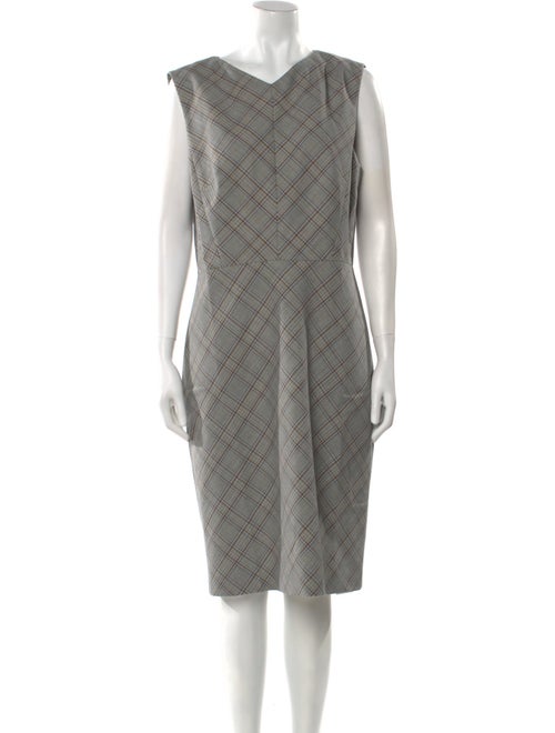 Tailored by Rebecca Taylor Plaid Print Midi Length Dress