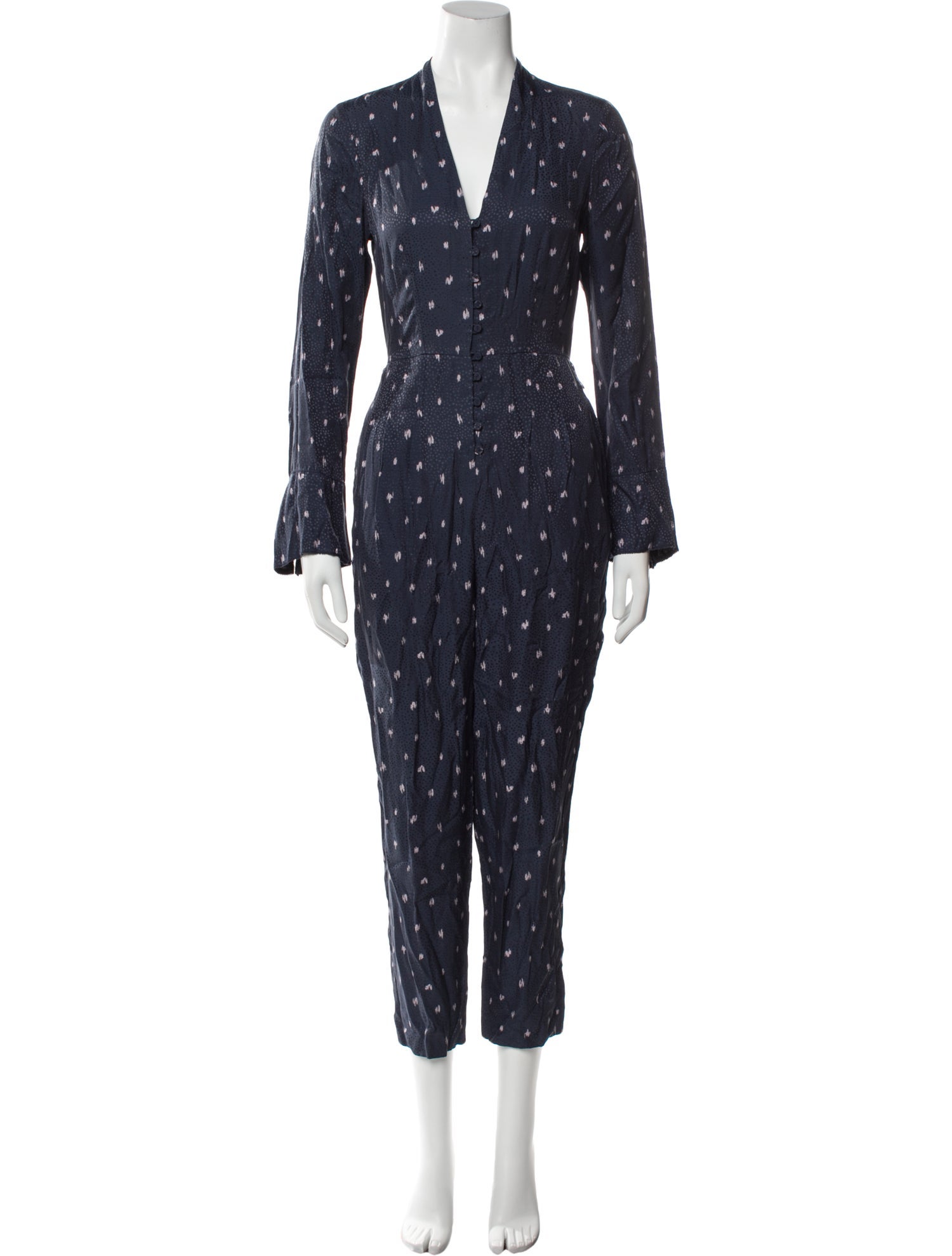 Tailored by Rebecca Taylor Polka Dot Print V-Neck Jumpsuit