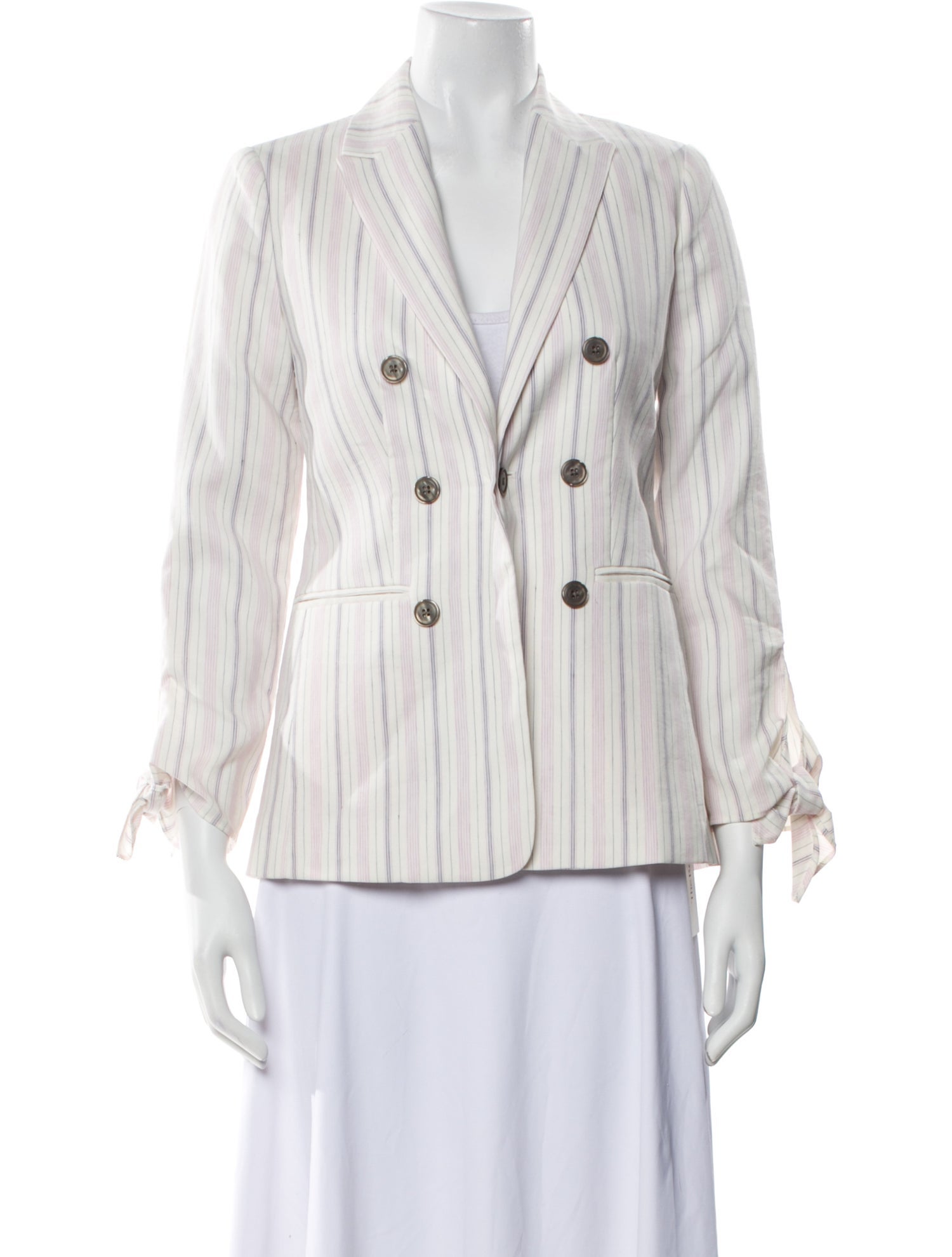 Tailored by Rebecca Taylor Linen Striped Blazer