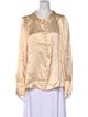 Tailored by Rebecca Taylor Silk Long Sleeve Button-Up Top
