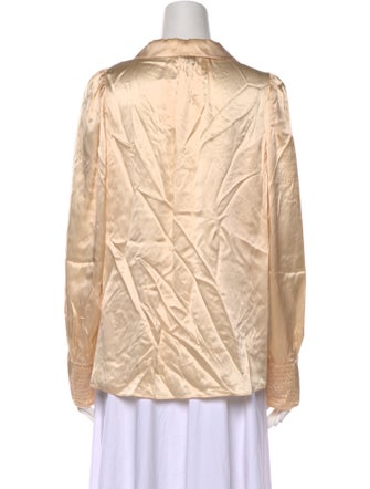 Tailored by Rebecca Taylor Silk Long Sleeve Button-Up Top