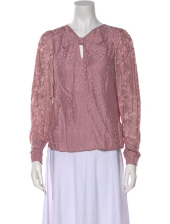 Tailored by Rebecca Taylor V-Neck Long Sleeve Blouse