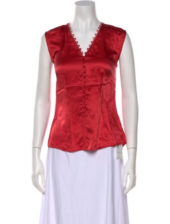 Tailored by Rebecca Taylor Silk V-Neck Blouse