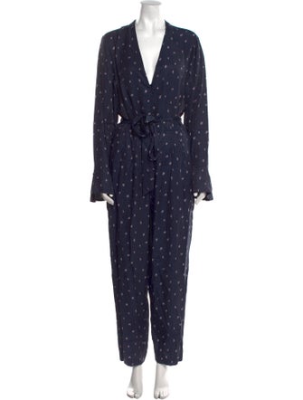 Tailored by Rebecca Taylor Polka Dot Print V-Neck Jumpsuit