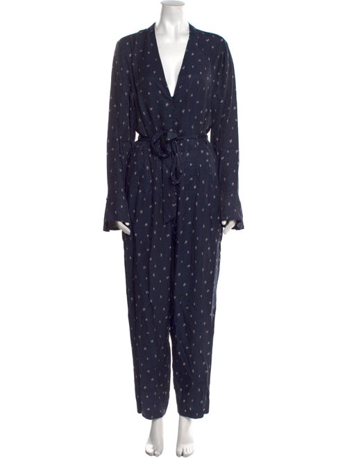 Tailored by Rebecca Taylor Polka Dot Print V-Neck Jumpsuit