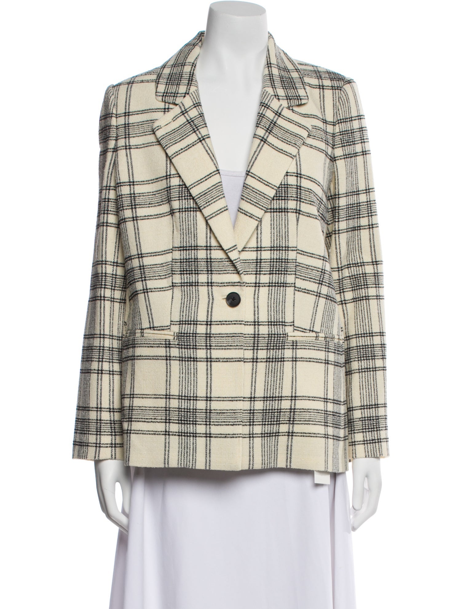 Tailored by Rebecca Taylor Wool Plaid Print Blazer