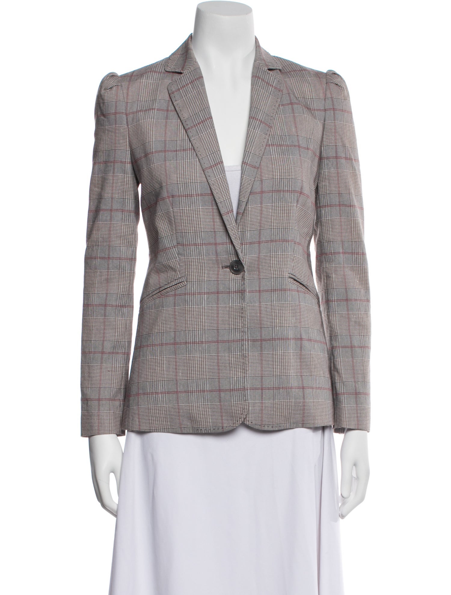 Tailored by Rebecca Taylor Linen Plaid Print Blazer