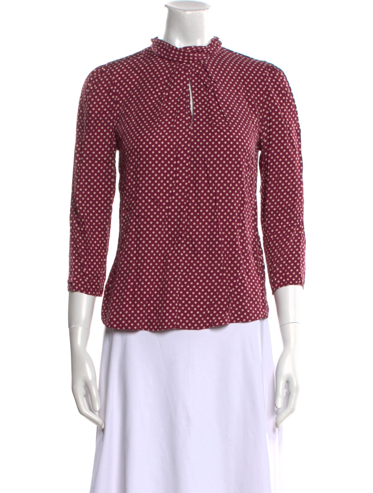 Tailored by Rebecca Taylor Silk Polka Dot Print Top