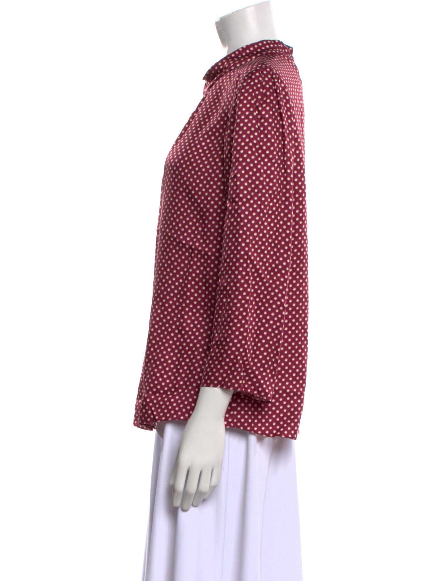Tailored by Rebecca Taylor Silk Polka Dot Print Blouse