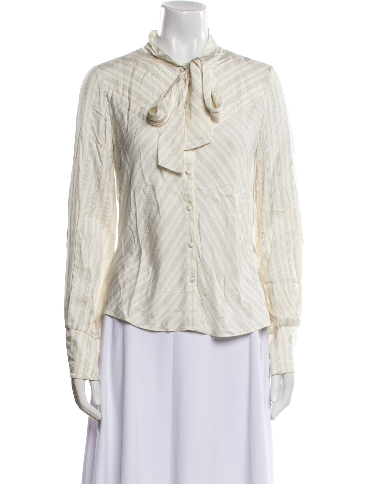 Tailored by Rebecca Taylor Silk Mock Neck Button-Up Top