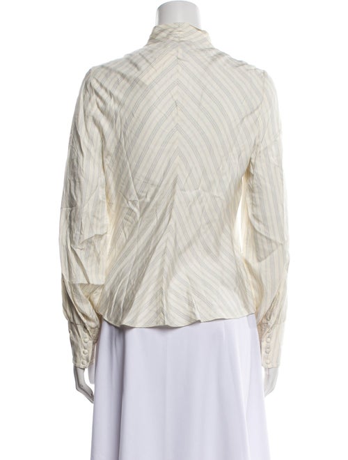 Tailored by Rebecca Taylor Silk Mock Neck Button-Up Top