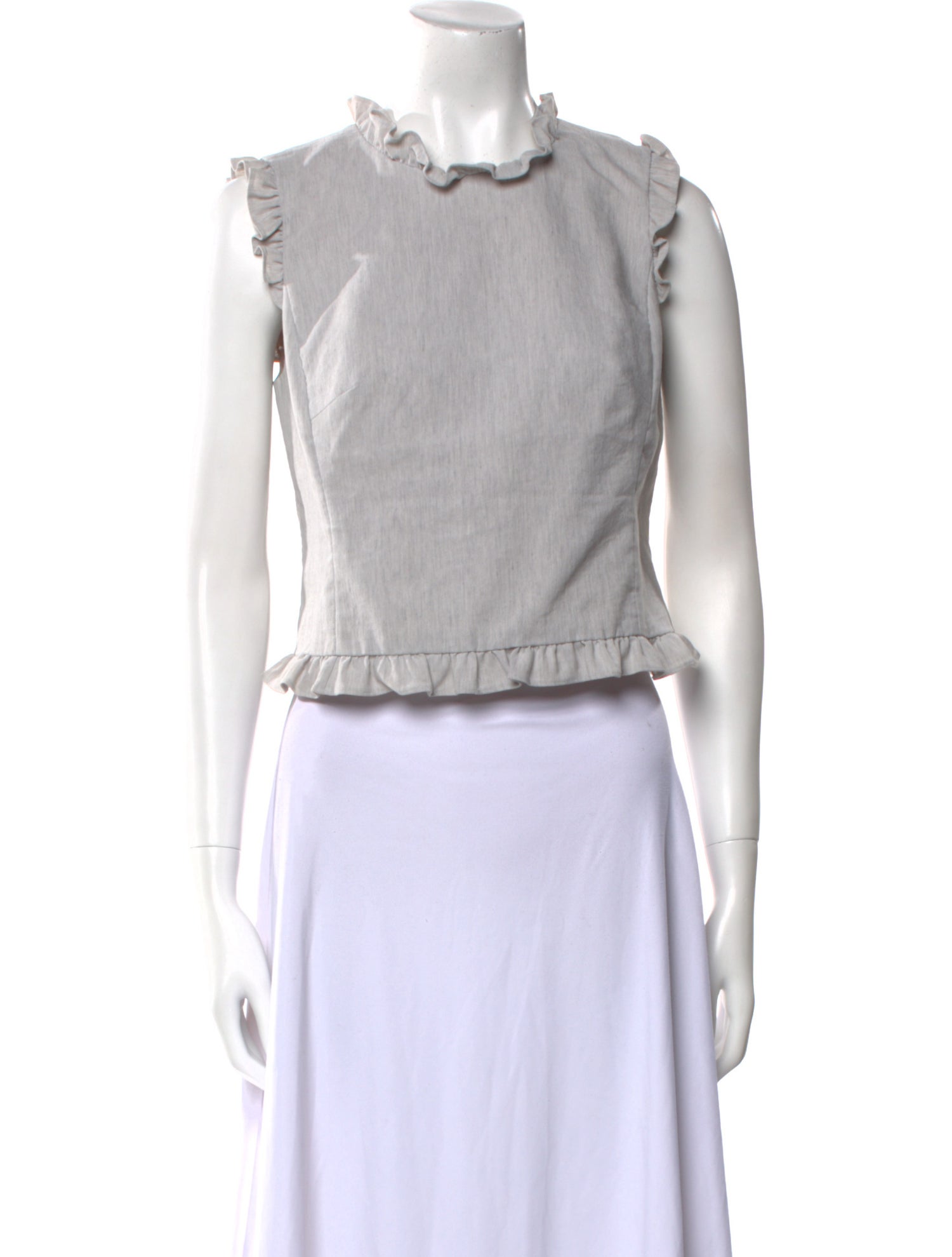 Tailored by Rebecca Taylor Linen Crew Neck Crop Top