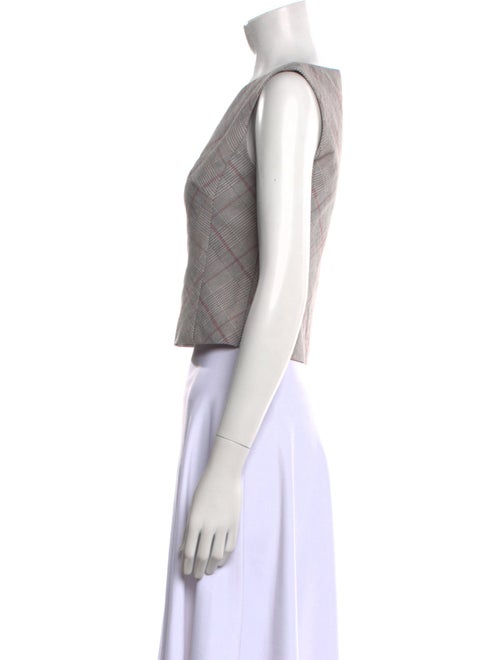 Tailored by Rebecca Taylor Linen Plaid Print Crop Top