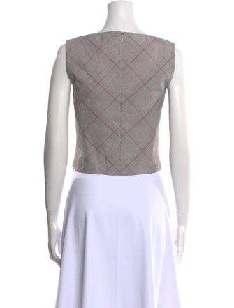 Tailored by Rebecca Taylor Linen Plaid Print Crop Top