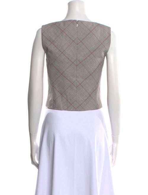 Tailored by Rebecca Taylor Linen Plaid Print Crop Top